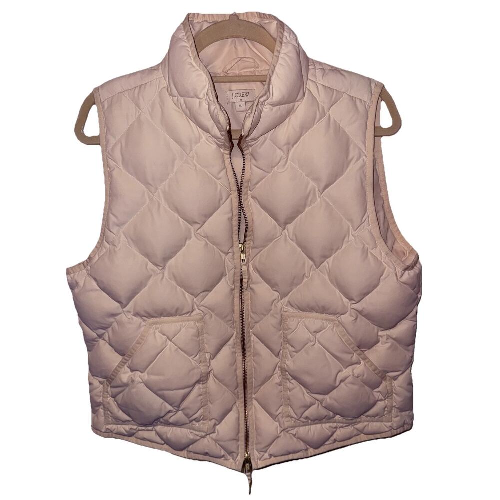 J.Crew Women's Quilted Zip Vest Ivory XL